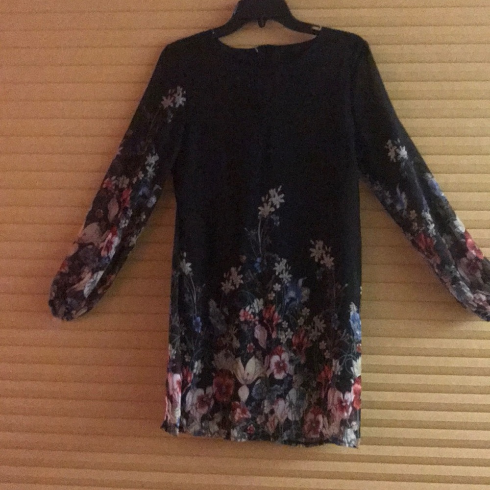 Black sheer floral dress size M.